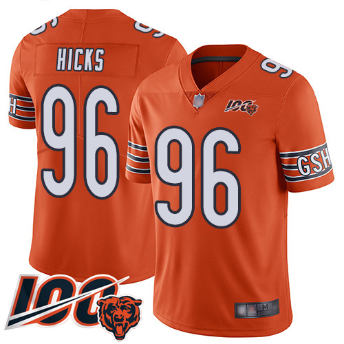 Chicago Bears Limited Orange Men Akiem Hicks Alternate Jersey NFL Football #96 100th Season->chicago bears->NFL Jersey